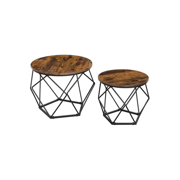 Set med 2 soffbord i vintage brunt och svart