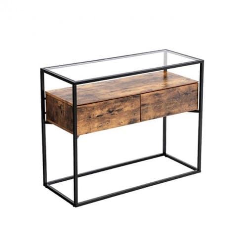 Konsolbord med glasplade i industriel stil
