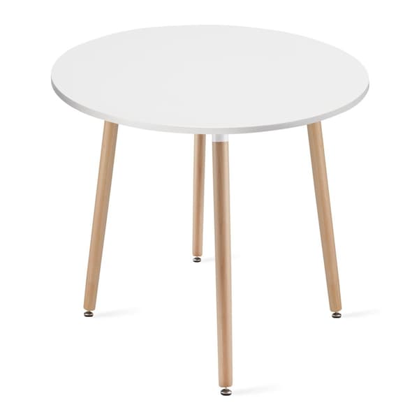 KAMI Runt bord 80cm - vit / naturliga ben