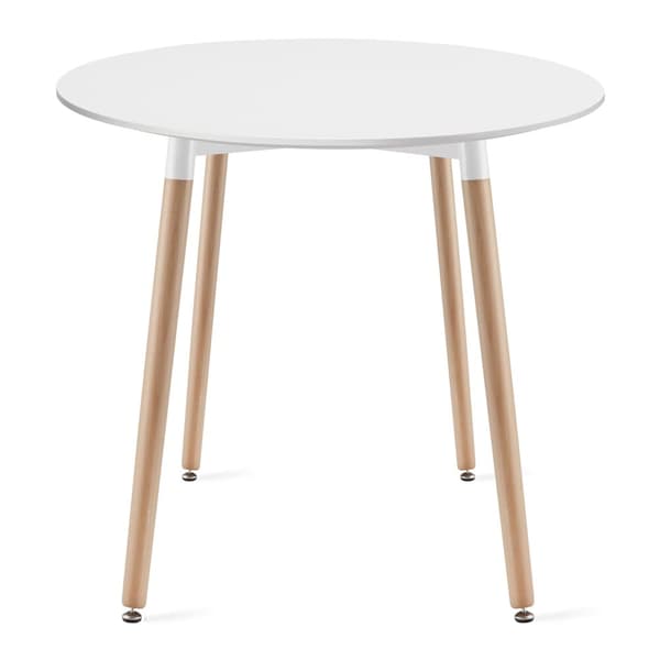 KAMI Runt bord 80cm - vit / naturliga ben