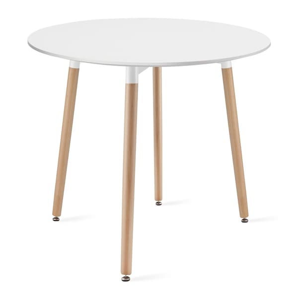 KAMI Runt bord 80cm - vit / naturliga ben