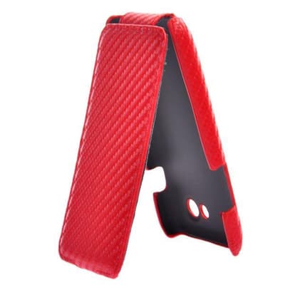 Carbon Flip Case til Samsung Galaxy S Advance (Rød)