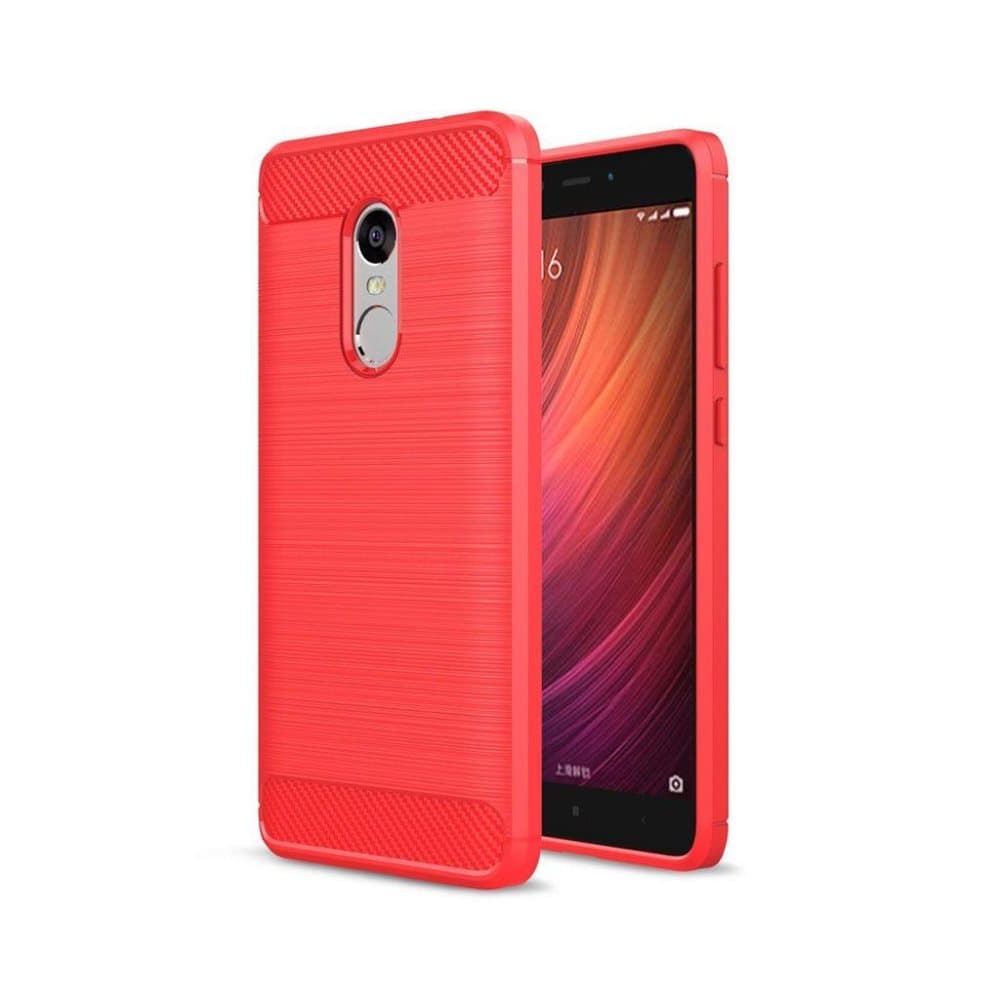 Bremer Xiaomi Redmi Note 4 cover i kulfiber - Rød