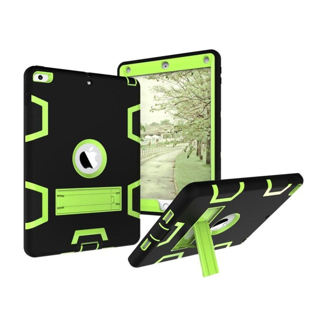 iPad (2017) Silikone cover i et smart motiv - Sort og grøn