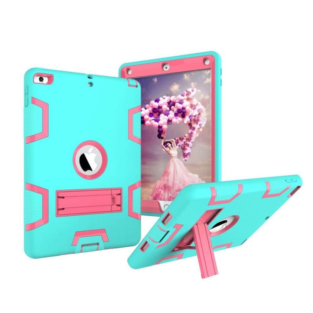 iPad (2017) Silikone cover i et smart motiv - Turkis og rosa