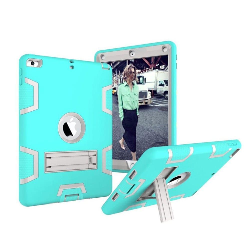 iPad (2017) Silikone cover i et smart motiv - Turkis og hvid