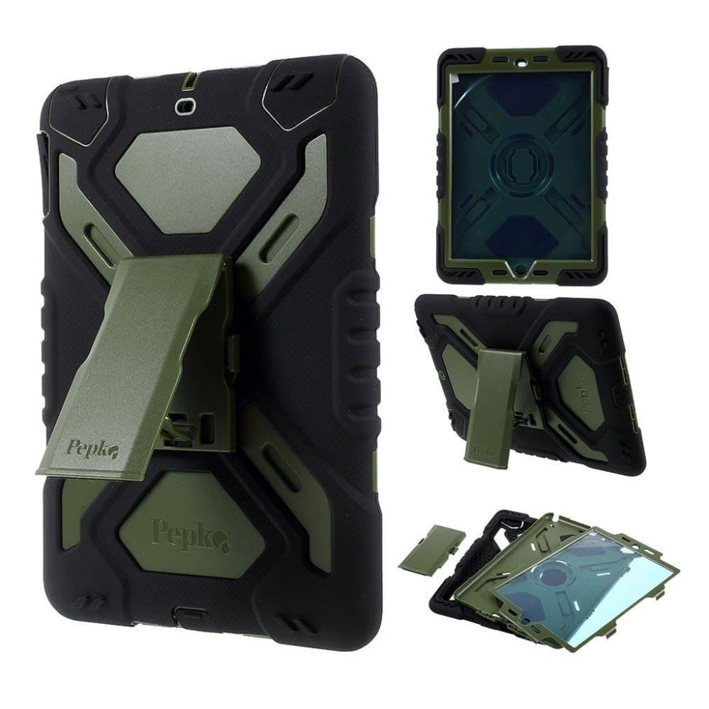 Etui til PEPKOD iPad (2017) med edderkoppe motiv - Army grøn