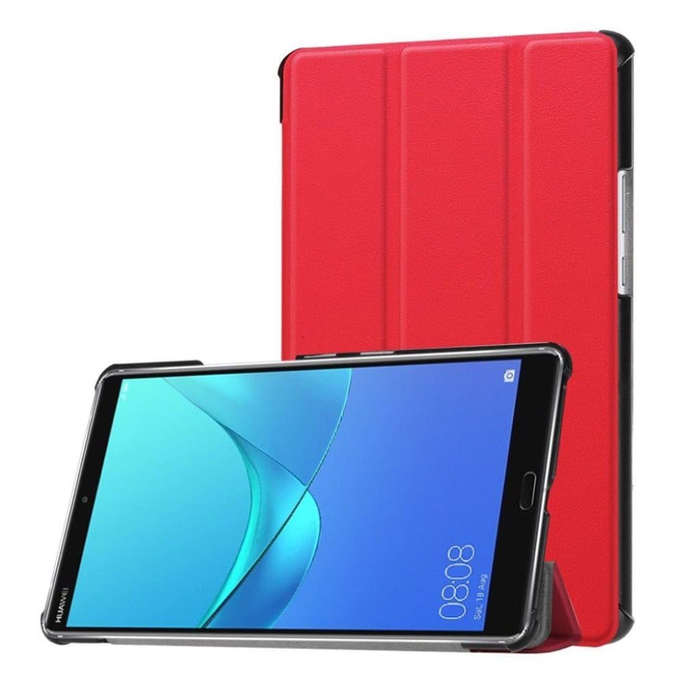 Huawei MediaPad M5 8 tre-fold PU læder flip etui - Rød