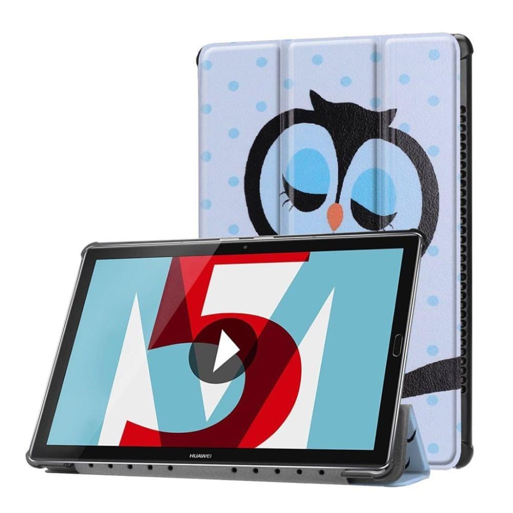 Huawei MediaPad M5 10 mønstret tre-fold PU læder flip etui -