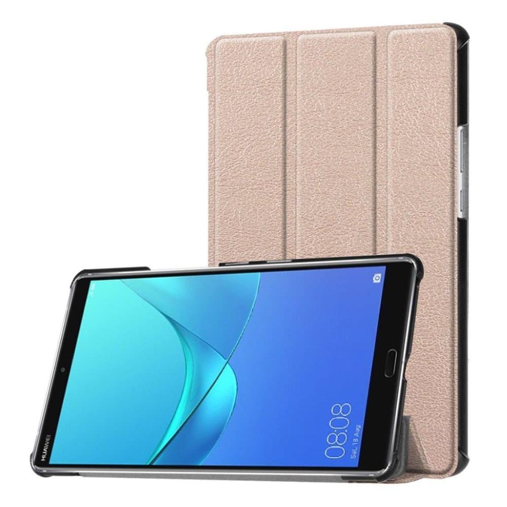 Huawei MediaPad M5 8 tre-fold PU læder flip etui - Rødguld