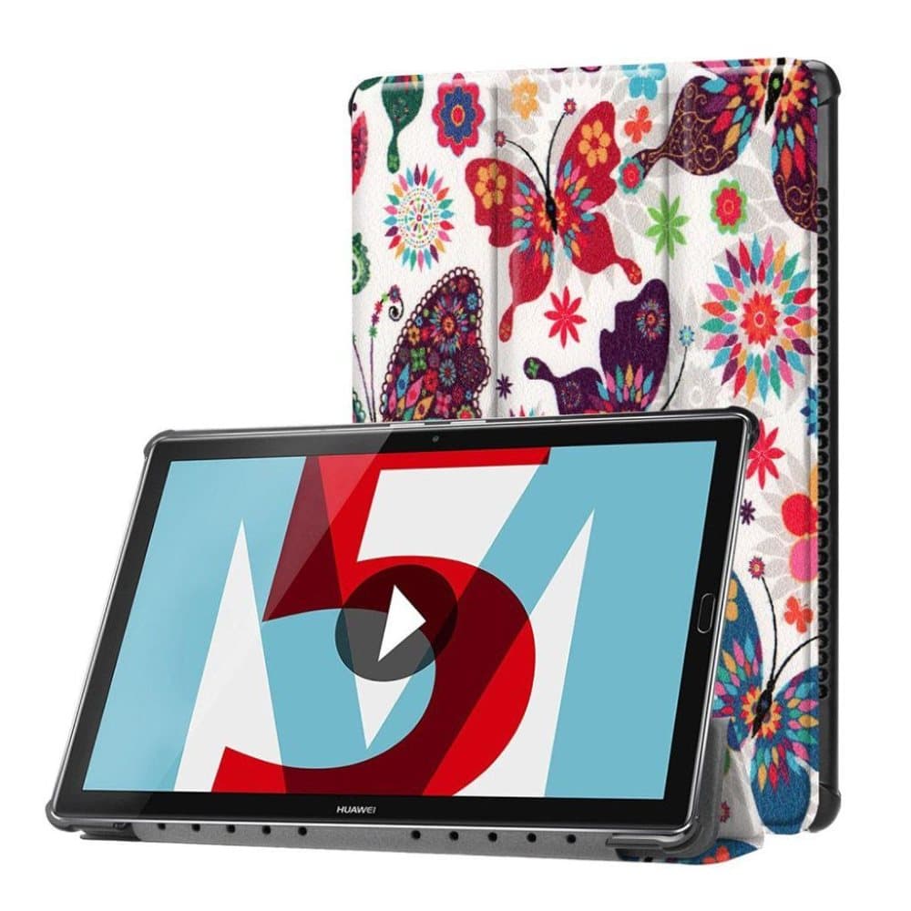 Huawei MediaPad M5 10 mønstret tre-fold PU læder flip etui -