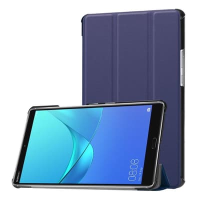 Huawei MediaPad M5 8 tre-fold PU læder flip etui - Mørkeblå