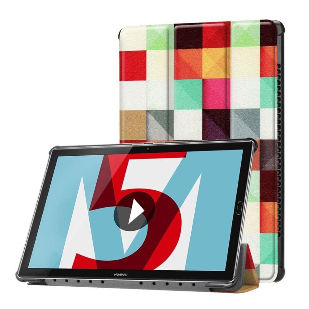 Huawei MediaPad M5 10 mønstret tre-fold PU læder flip etui -