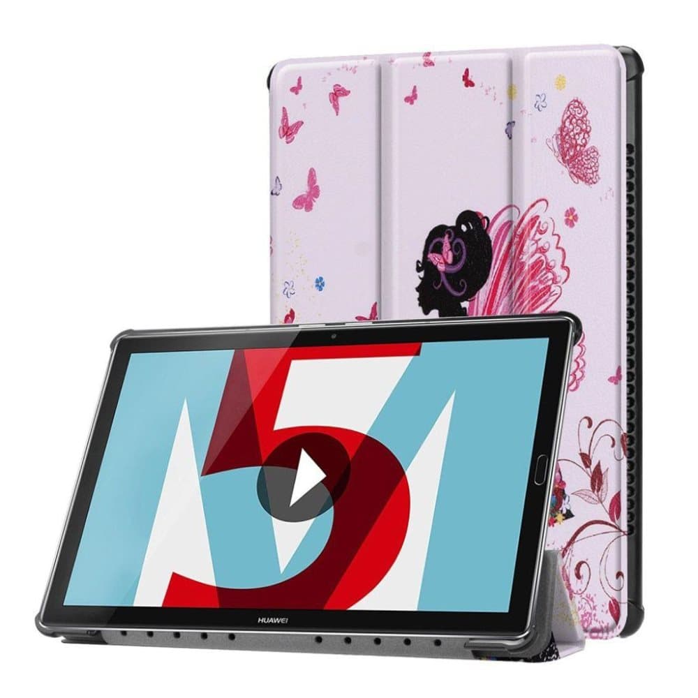 Huawei MediaPad M5 10 mønstret tre-fold PU læder flip etui -