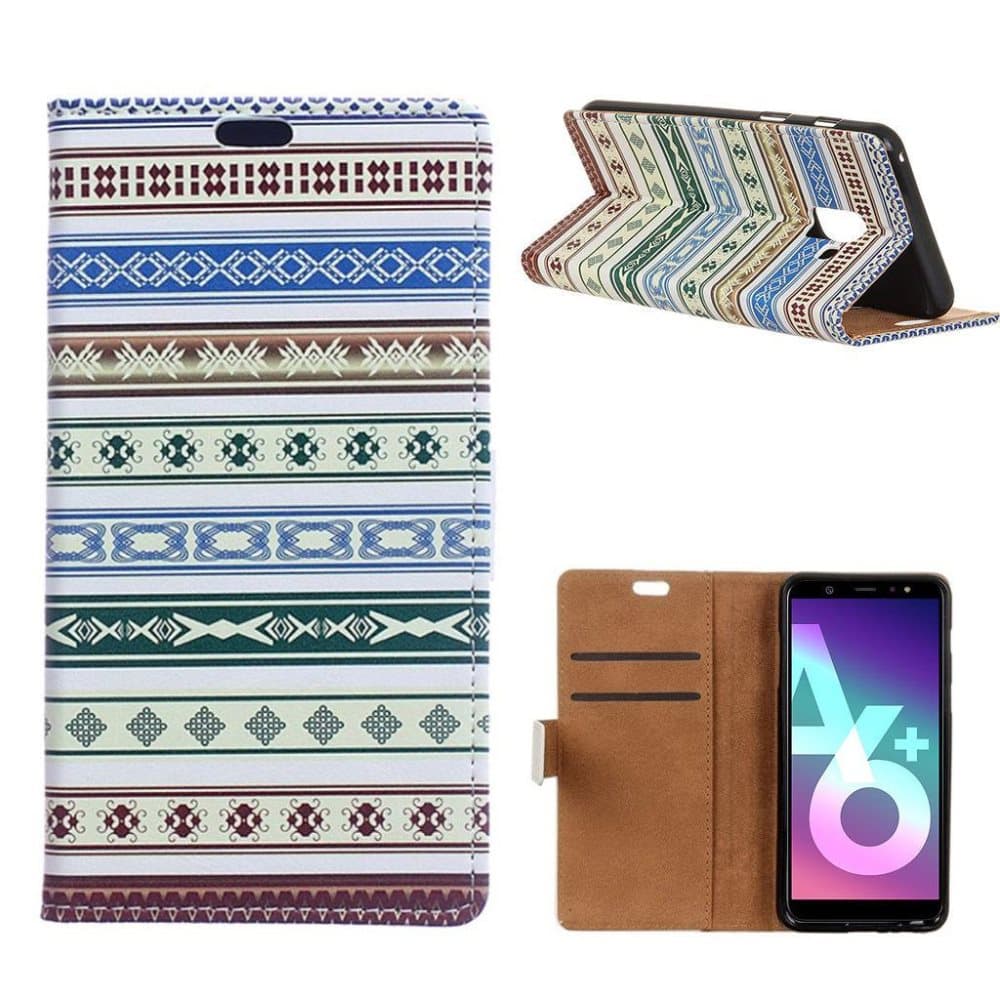 Samsung Galaxy A6 Plus Kuvioitu TPU Nahka Lompakko Suojakote