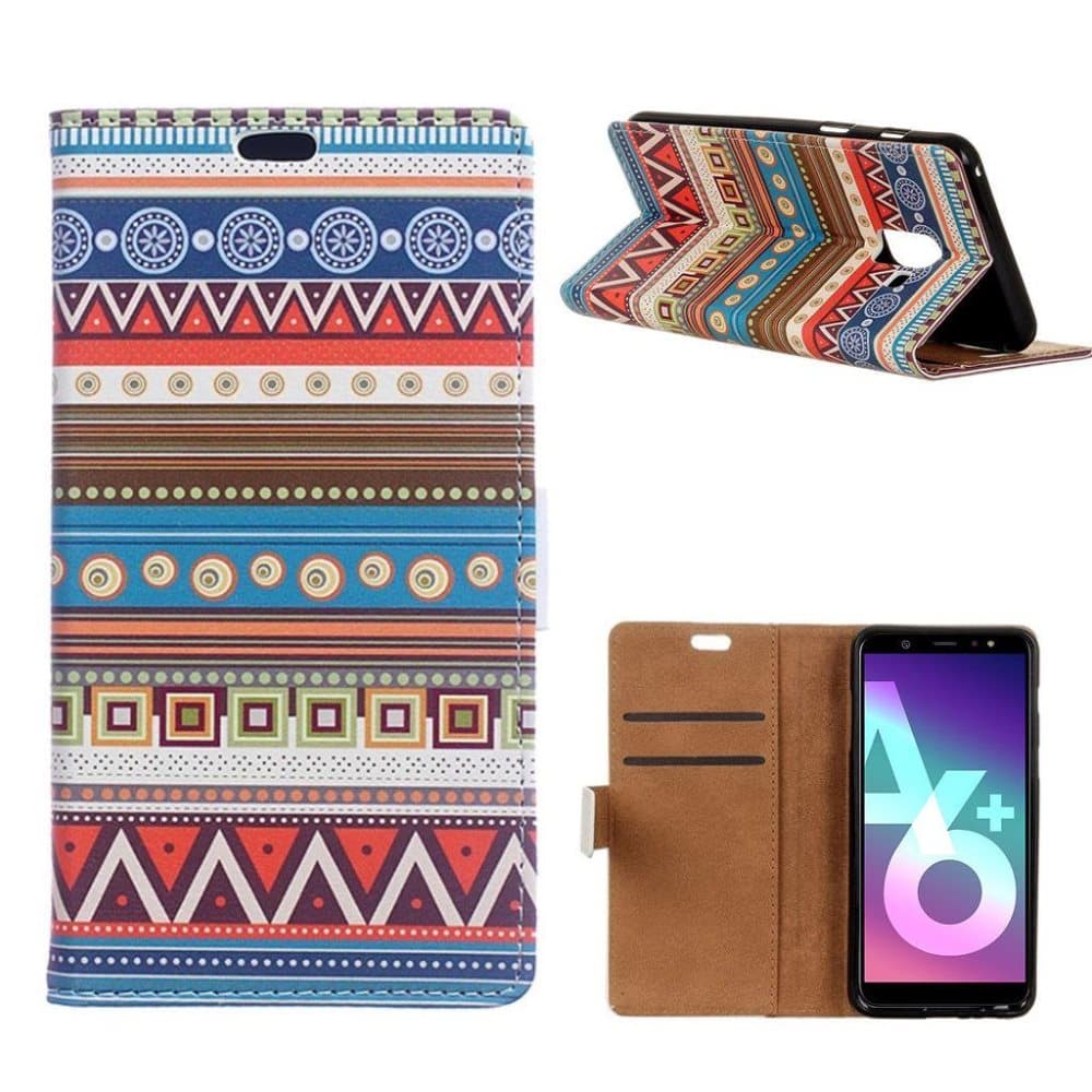 Samsung Galaxy A6 Plus Kuvioitu TPU Nahka Lompakko Suojakote