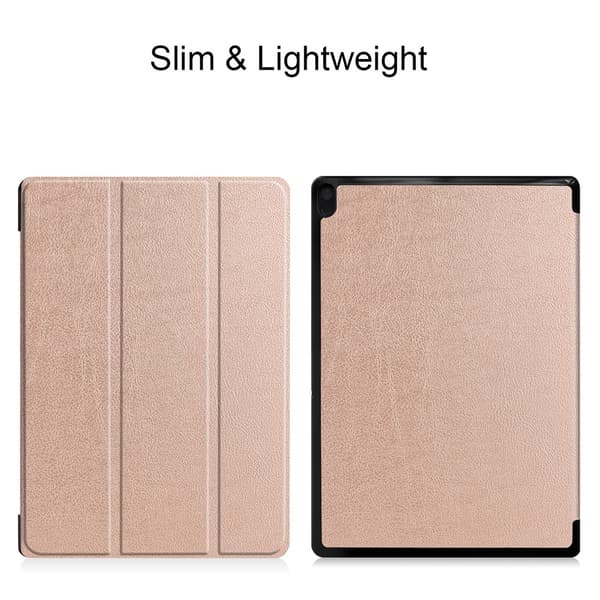 Trifoldet stativdæksel til Lenovo Tab E10 - Rose Gold