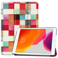 Miniatyrbillede 2 af 8: Apple iPad 10.2 Mønster PU Trifoldet Stand Tablet-Taske - Farverige Firkanter