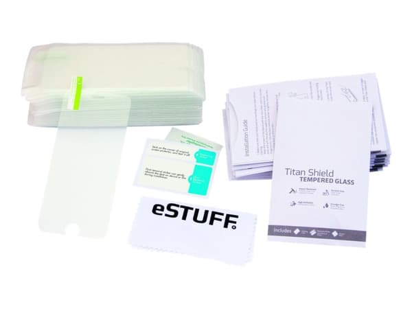 eSTUFF Titan Shield - Skärmskydd för mobiltelefon - glas - transparent (paket om 25) - för Apple iPhone 11, XR