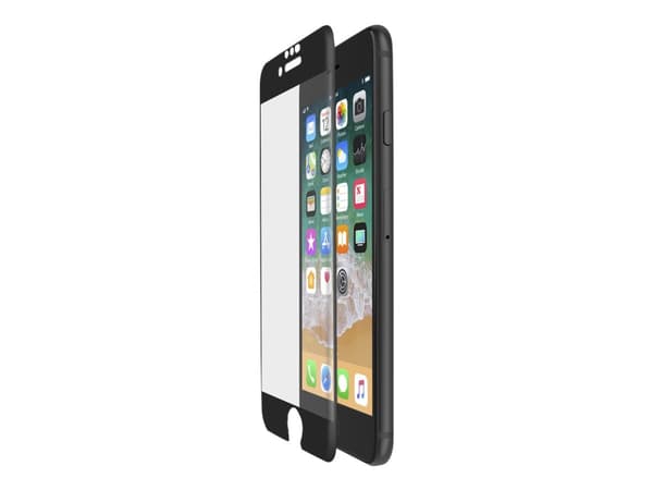 Belkin ScreenForce TemperedCurve - Skjermbeskyttelse for mobiltelefon - glass - 5.5" - rammefarge svart - for Apple iPhone 6, 6s, 7, 8