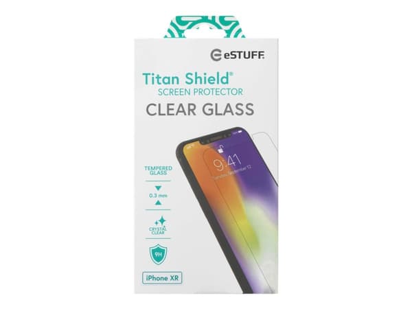 eSTUFF Titan Shield - Skärmskydd för mobiltelefon - glas - CrystalClear - för Apple iPhone XR
