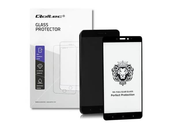 Qoltec Premium - Skärmskydd för mobiltelefon - glas - 6.44" - ramfärg svart - för Xiaomi MI Max 2