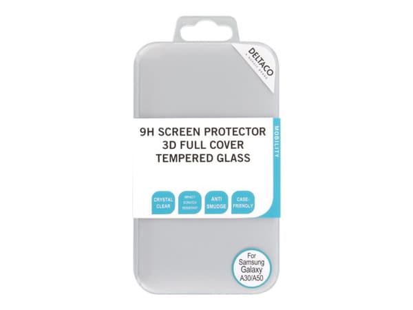 DELTACO SCRN-A30A50 - Skjermbeskyttelse for mobiltelefon - 2.5D - glass - krystallklar - for Samsung Galaxy A50