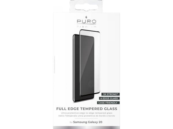Puro Premium Full Edge - Skjermbeskyttelse for mobiltelefon - glass - klar med svart ramme - for Samsung Galaxy S20, S20 5G