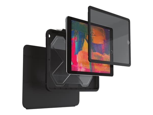 ZAGG Rugged Messenger - Skyddsfodral vikbart fodral för surfplatta - robust - silikon - svart - 9.7" - för Apple 9.7-inch iPad (5:e generation, 6:e g