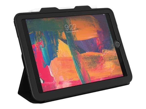 ZAGG Rugged Messenger - Skyddsfodral vikbart fodral för surfplatta - robust - silikon - svart - 9.7" - för Apple 9.7-inch iPad (5:e generation, 6:e g
