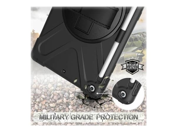 eSTUFF Defender Case - Baksidedeksel for nettbrett - svart - 9.7" - for Apple 9.7-inch iPad (5. generasjon, 6. generasjon)