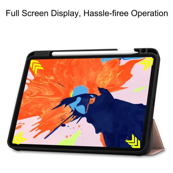 For iPad 12.9" 2020/2018 Tri-fold Stand Smart Tablet Case Cover - Gold