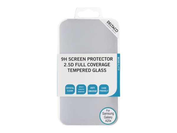 DELTACO SCRN-A20E - Skjermbeskyttelse for mobiltelefon - 2.5D - glass - krystallklar - for Samsung Galaxy A20e