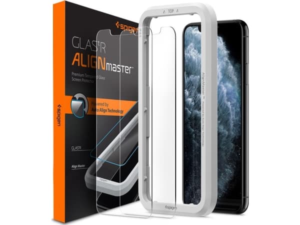 Spigen GLAS.tR AlignMaster - Skärmskydd för mobiltelefon - lämplig för fodral - glas (paket om 2) - för Apple iPhone 11, XR