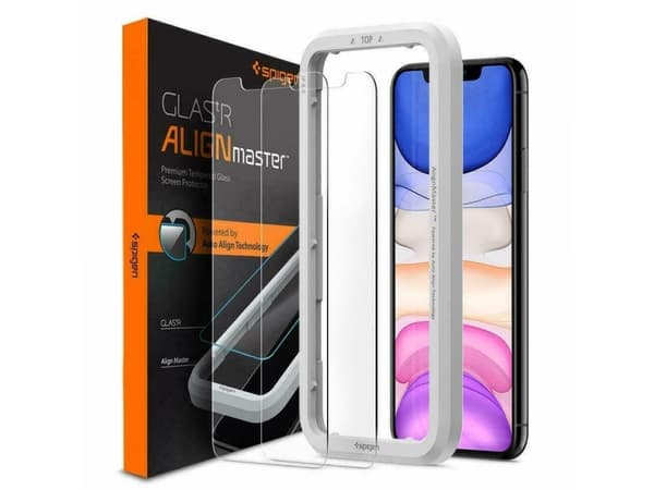 Spigen GLAS.tR AlignMaster - Skärmskydd för mobiltelefon - lämplig för fodral - glas (paket om 2) - för Apple iPhone 11, XR