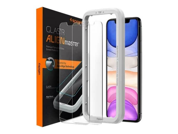 Spigen GLAS.tR AlignMaster - Skärmskydd för mobiltelefon - lämplig för fodral - glas (paket om 2) - för Apple iPhone 11, XR