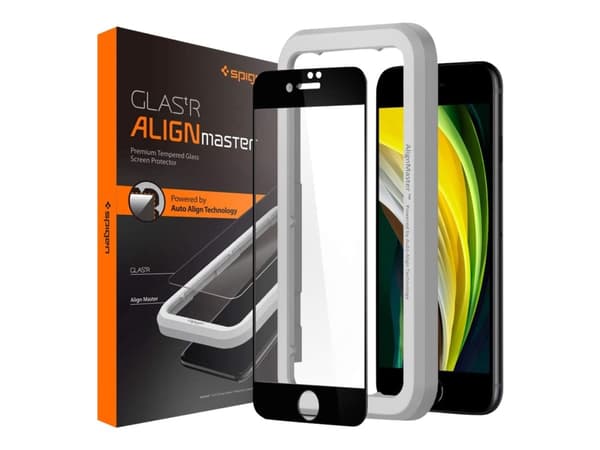 Spigen AlignMaster, Apple, iPhone SE (2020) iPhone 8 (2017) iPhone 7 (2016), Naarmuuntumisenkestävä, Läpinäkyvä, 1 kpl