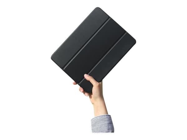 eSTUFF - Skjermdeksel for nettbrett - polyuretanlær, termoplast-polyuretan (TPU) - svart - 9.7" - for Apple 9.7-inch iPad (5. generasjon, 6. generasj