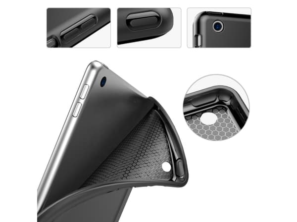 eSTUFF Pencil case - Skärmskydd för surfplatta - polyuretanläder, termoplastisk polyuretan (TPU) - rosa - 9.7" - för Apple 9.7-inch iPad (5:e generat