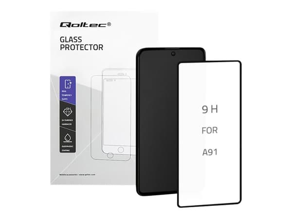 Qoltec Premium - Skärmskydd för mobiltelefon - glas - 6.7" - ramfärg svart - för Samsung Galaxy Note10 Lite