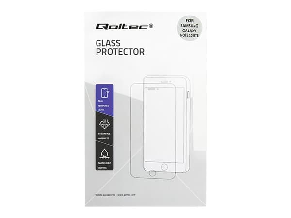 Qoltec Premium - Skärmskydd för mobiltelefon - glas - 6.7" - ramfärg svart - för Samsung Galaxy Note10 Lite