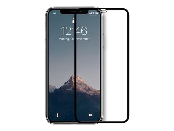 Woodcessories PANZERGLAS CURVED, Apple, iPhone X/XS, Naarmuuntumisenkestävä, Putoamisenkestävä, Musta, Läpinäkyvä, 1 kpl
