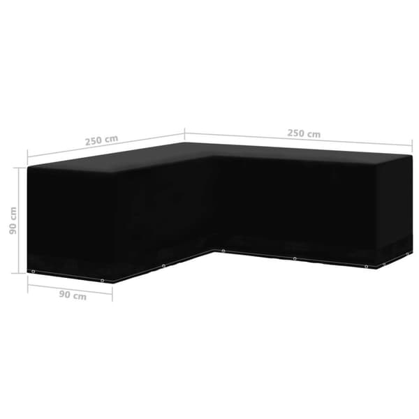 vidaXL Hagemøbeltrekk L-formet 12 majler 250x250x90 cm