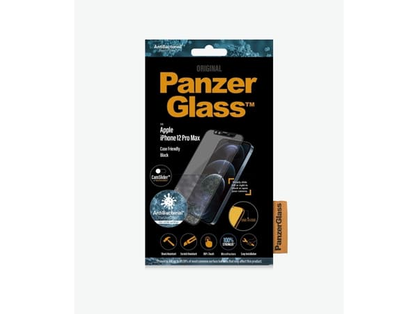 PanzerGlass CamSlider - Skjermbeskyttelse for mobiltelefon - glass - 6.7" - rammefarge svart - for Apple iPhone 12 Pro Max