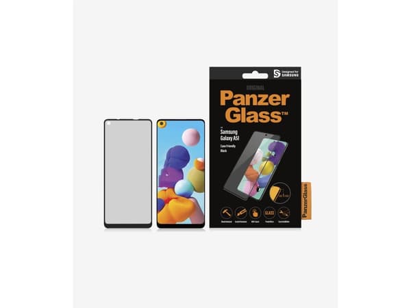 PanzerGlass Case Friendly - Skjermbeskyttelse for mobiltelefon - glass - rammefarge svart - for Samsung Galaxy A21