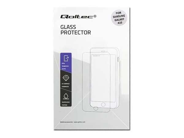 Qoltec Premium Tempered Glass 6D Full Covered - Skärmskydd för mobiltelefon - glas - 6.2" - ramfärg svart - för Samsung Galaxy A10