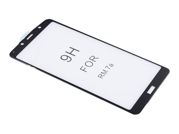 Qoltec Premium Tempered Glass 9D Full Covered - Skjermbeskyttelse for mobiltelefon - glass - 5.45" - rammefarge svart - for Xiaomi Redmi 7A