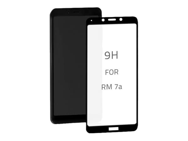 Qoltec Premium Tempered Glass 9D Full Covered - Skjermbeskyttelse for mobiltelefon - glass - 5.45" - rammefarge svart - for Xiaomi Redmi 7A