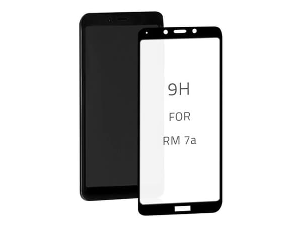 Qoltec Premium Tempered Glass 9D Full Covered - Skjermbeskyttelse for mobiltelefon - glass - 5.45" - rammefarge svart - for Xiaomi Redmi 7A