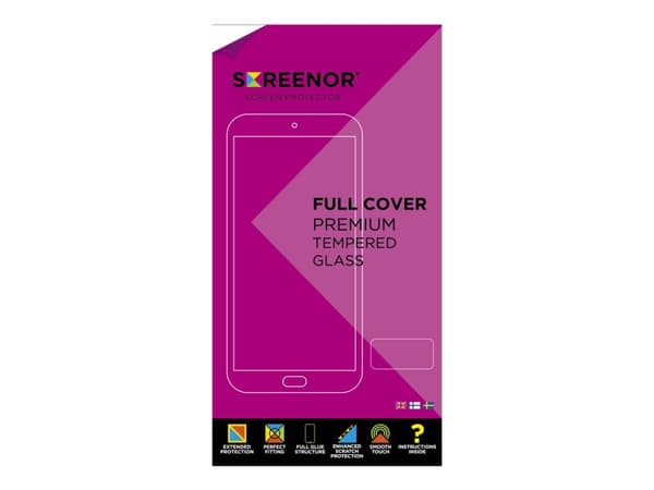 Screenor Premium Full Cover - Skjermbeskyttelse for mobiltelefon - glass - rammefarge svart - for Apple iPhone 12, 12 Pro
